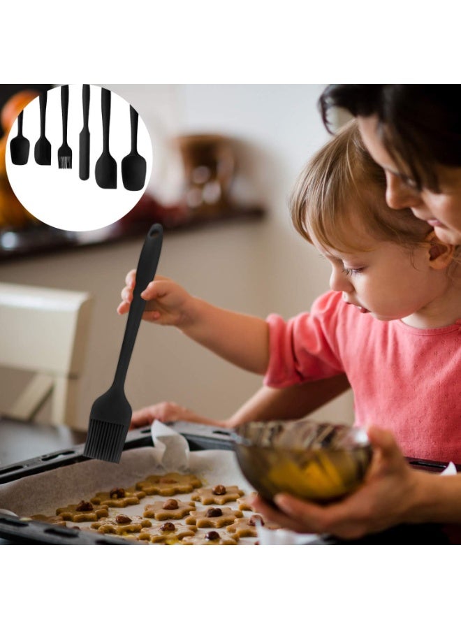 Silicone Spatula Set - 6 Piece Non-Stick Rubber Spatula Set with Stainless Steel Core - Heat-Resistant Spatula Kitchen Utensils Set for Cooking, Baking and Mixing - Black - Image 4